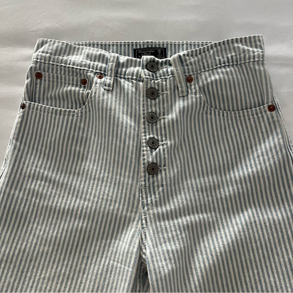 Abercrombie & Fitch White and Light Blue Striped Boot Cut Jeans - Picture 2 of 3